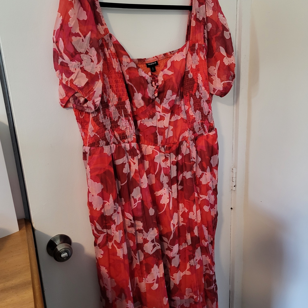 Torrid Red and White Floral Dress